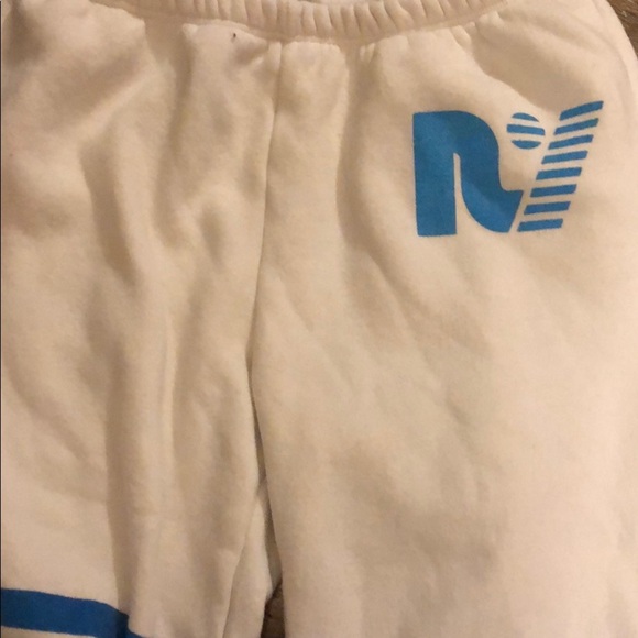 Rebel Yell Cozy White Cropped Sweatpants with Blue Stripes & Logo xl - Picture 3 of 6